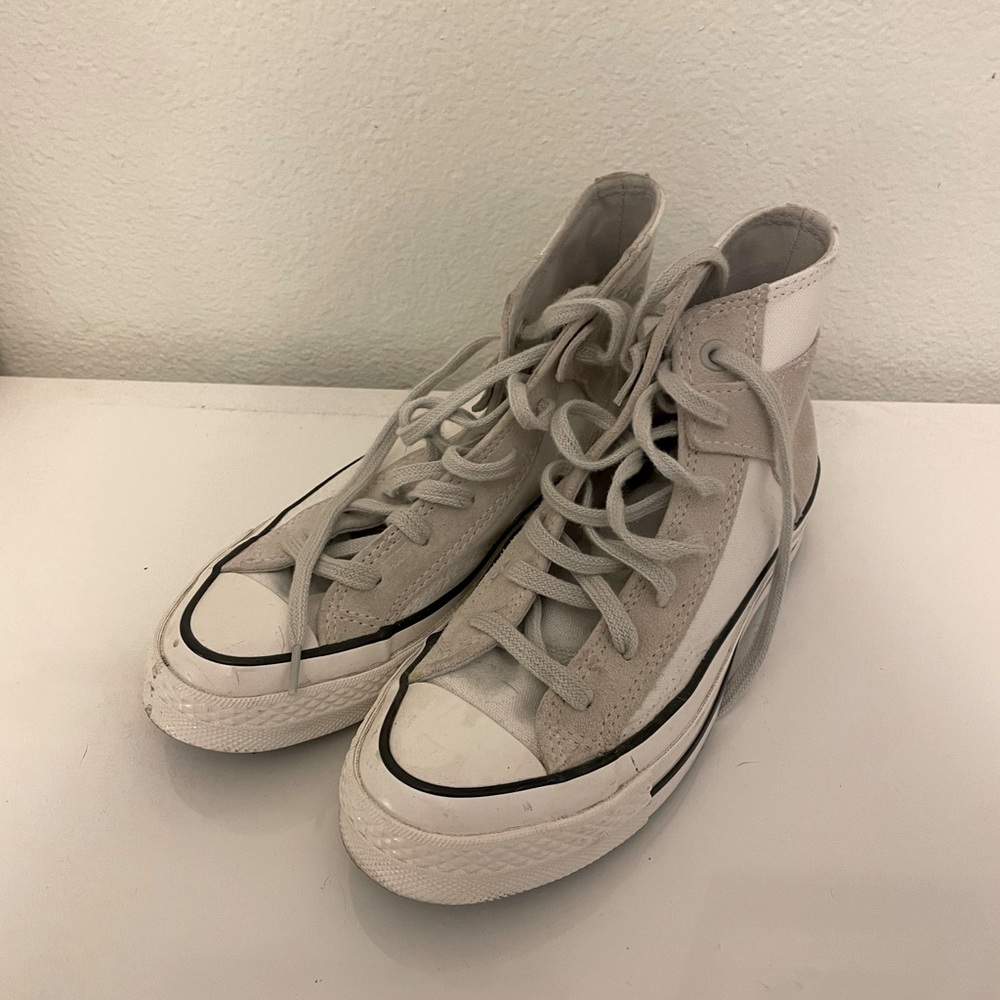 Converse high top two tone (light brown and white)